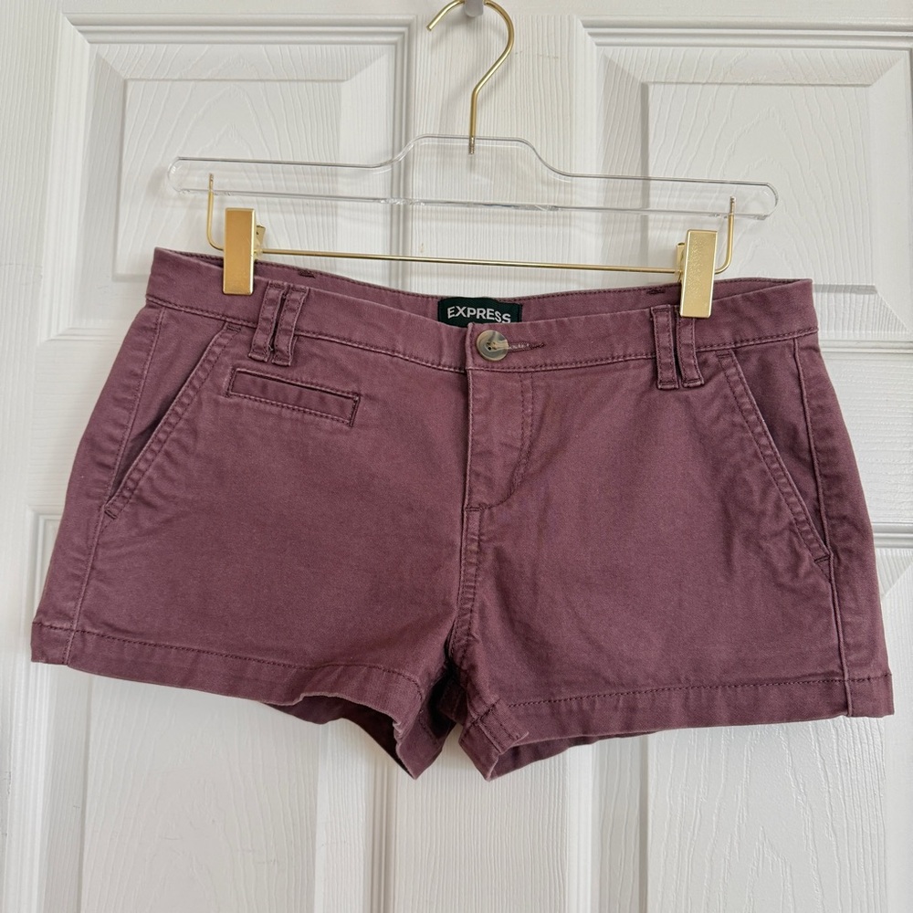 EXPRESS Plum Purple Cotton Low-Rise Short Shorts